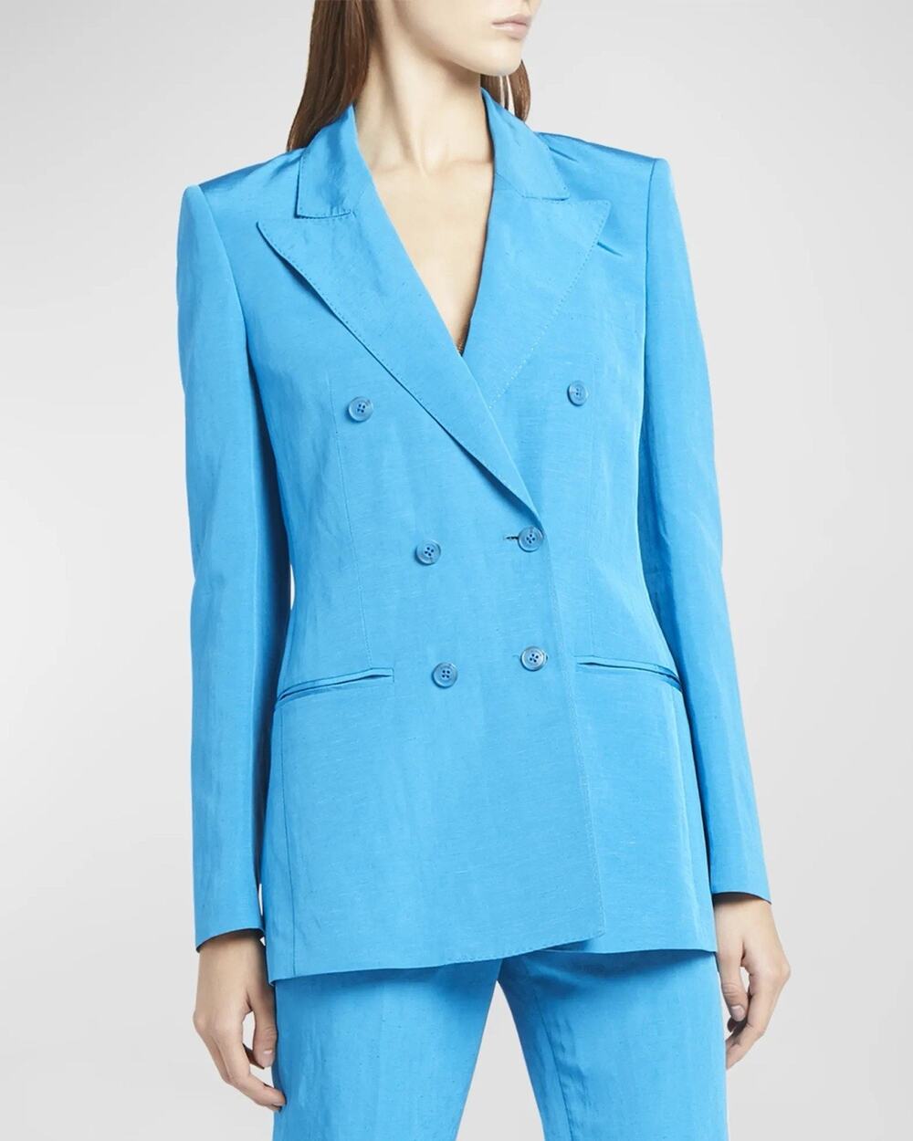 VTG Lauren Ralph Lauren Bright Blue Silk Double Breasted Blazer Jacket 6